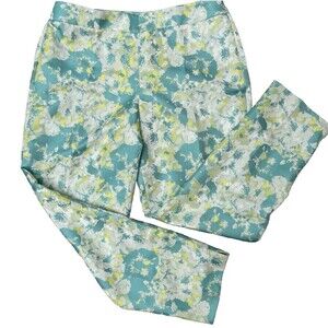 Talbots Pants Women’s Size 12 Green Heritage Floral Cropped Shiny